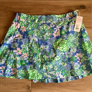NWT Lilly Pulitzer Latitude High Rise Skort Sz 8 Sunwashed Blue Plumes in Bloom